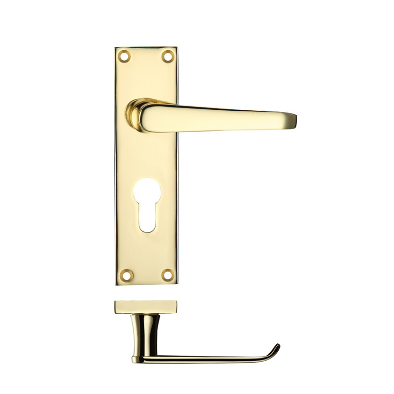 Kuzman Lock Door Handle, Electro Brass