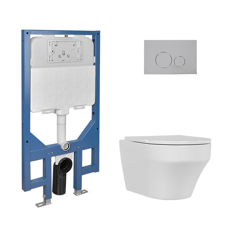 2-Piece Toilet Elongated Dual-Flush Wall Mounted Toilet With Concealed In-Wall Tank (Seat Included)