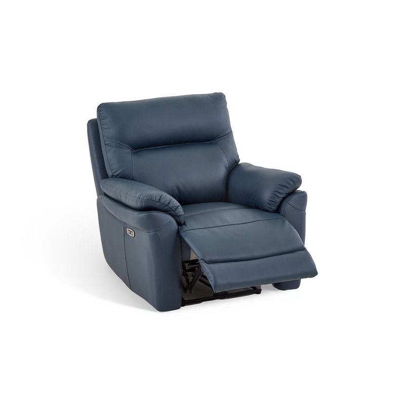 99cm Wide Leather Match Standard Recliner, Leather Match - Blue
