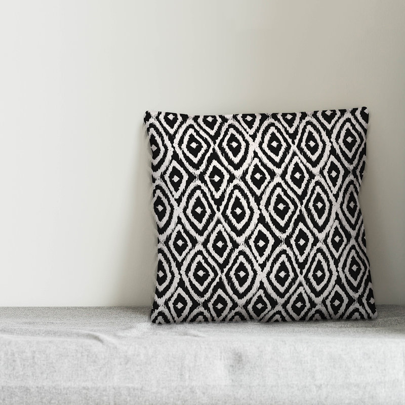 Geometric Throw Pillow, 16" x 16", Black/White