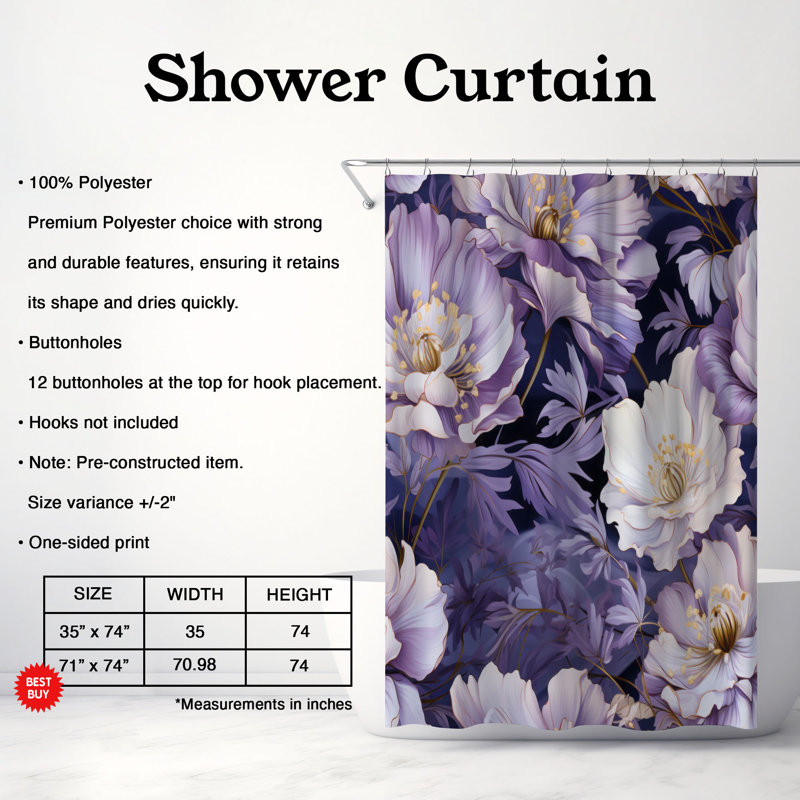 Rideau de douche Violet Spark - Premium, H 74 po x l 71 po