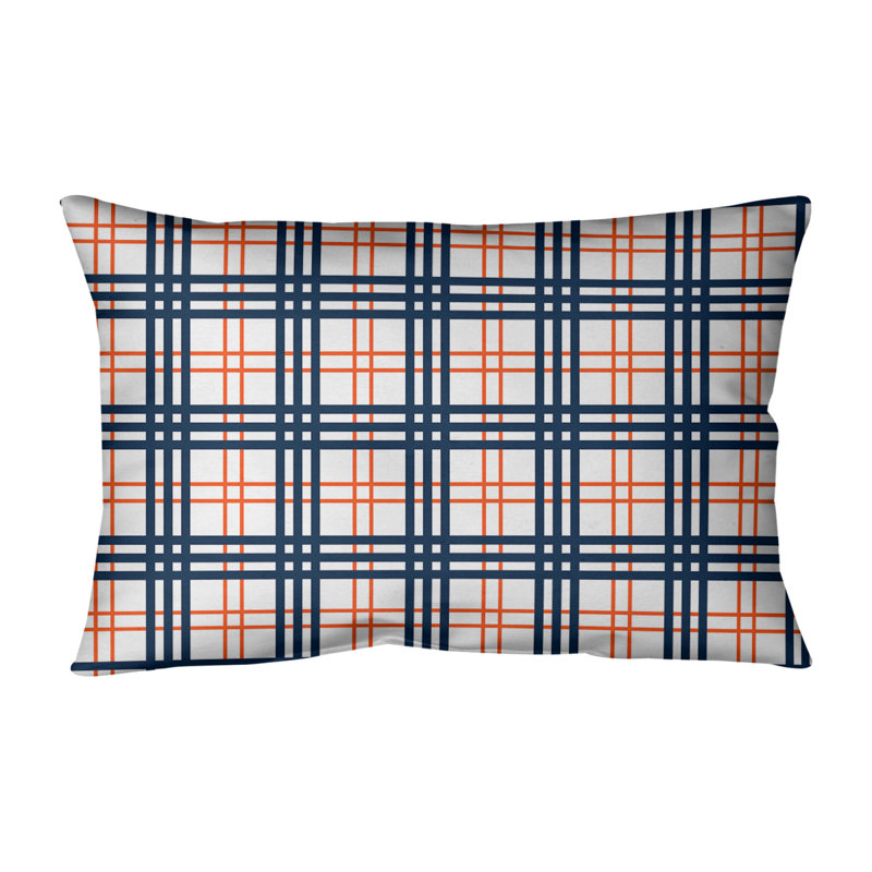 Housse de coussin rectangulaire Luxury Denver/insert, Blanc / orange / bleu, Cuir / Suède