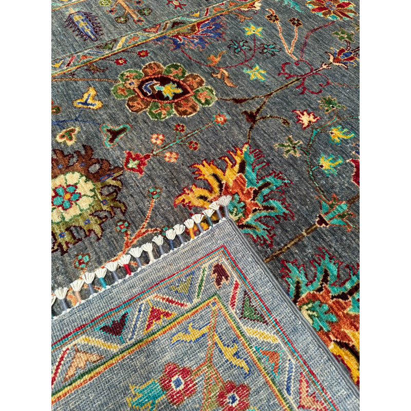 Tapis en laine et coton gris noué à la main Original Original