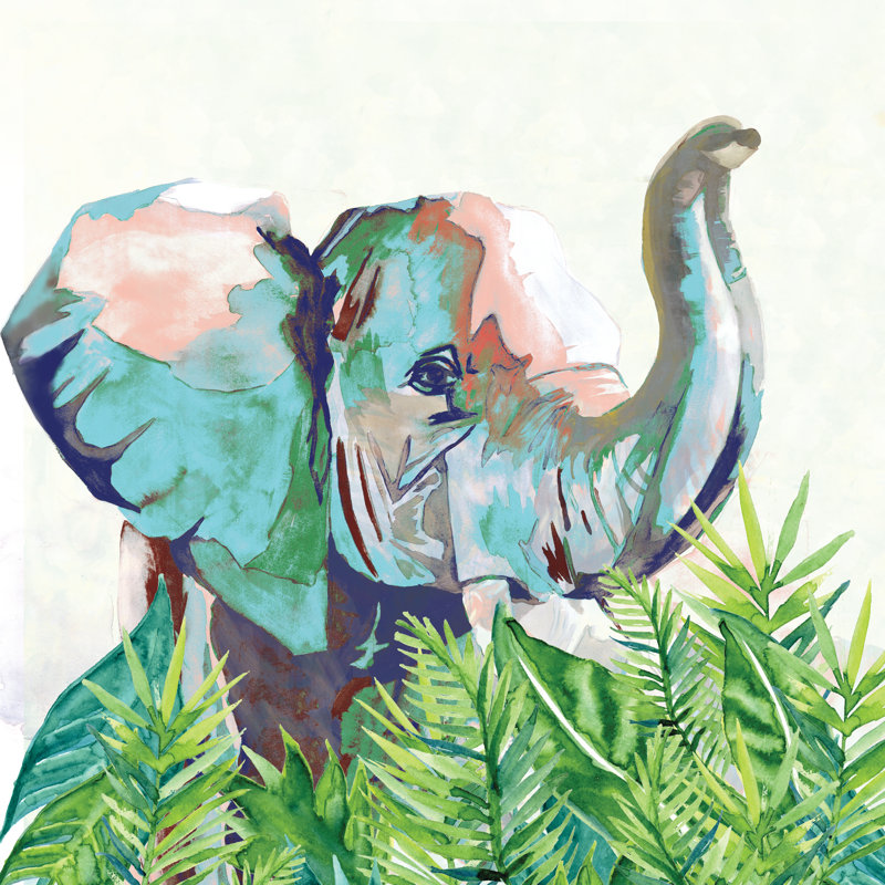 Colourful Elephant 2 - Wrapped Canvas Painting, 76cm H x 76cm W