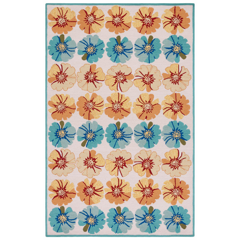 Doyle Hand Hooked Performance Floral Rug, Rectangle 8' x 10'