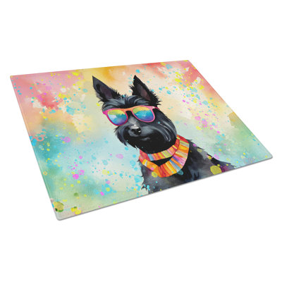 Grande planche à découper en verre Scottish Terrier Hippie Dawg