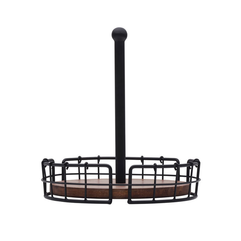 Black Iron and Mango Wood Tiered Condiment Caddy