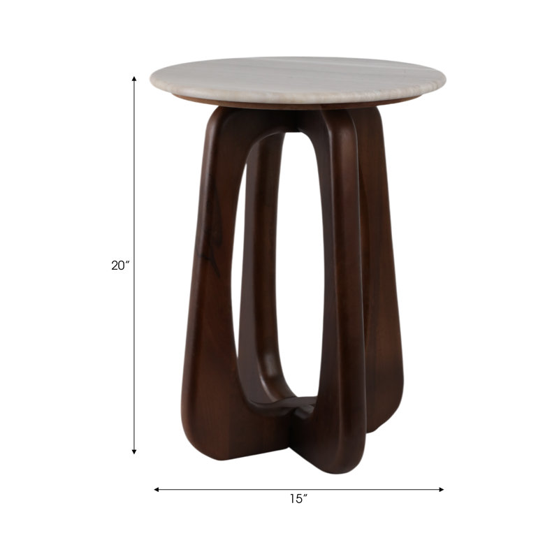 Sagebrook Home 20X15" Marble Top Accent Table, Beige/Brown, Beige