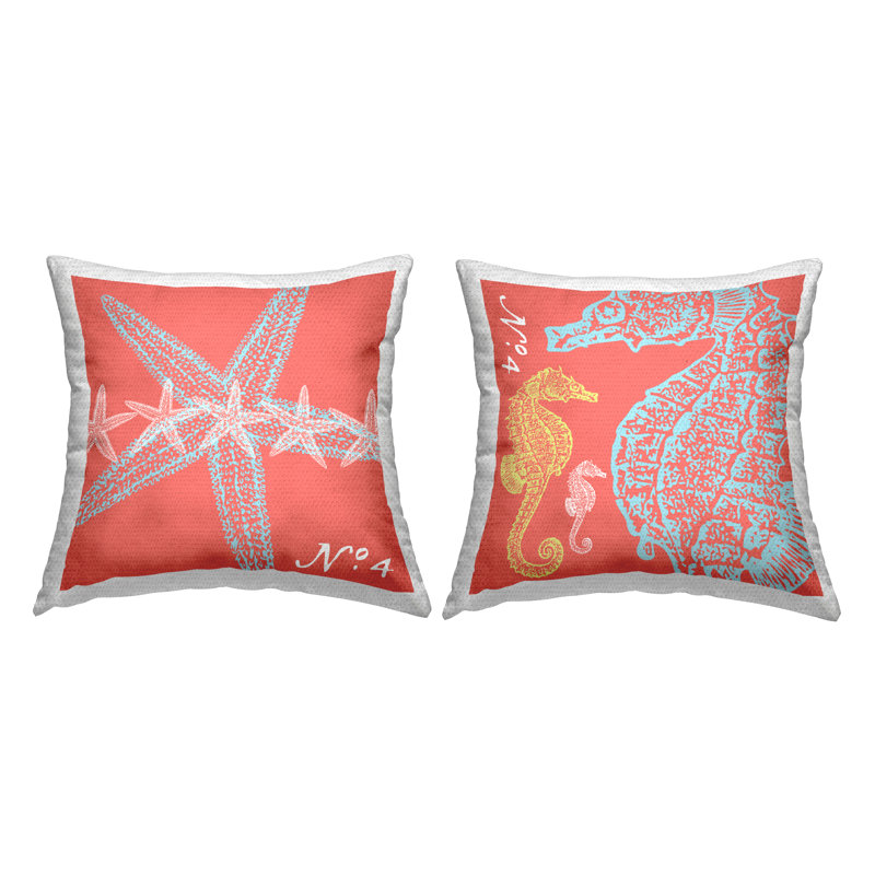 Ensemble de coussins 2 pièces Bold Pink Aquatic Sea Life par Geoff Tygert