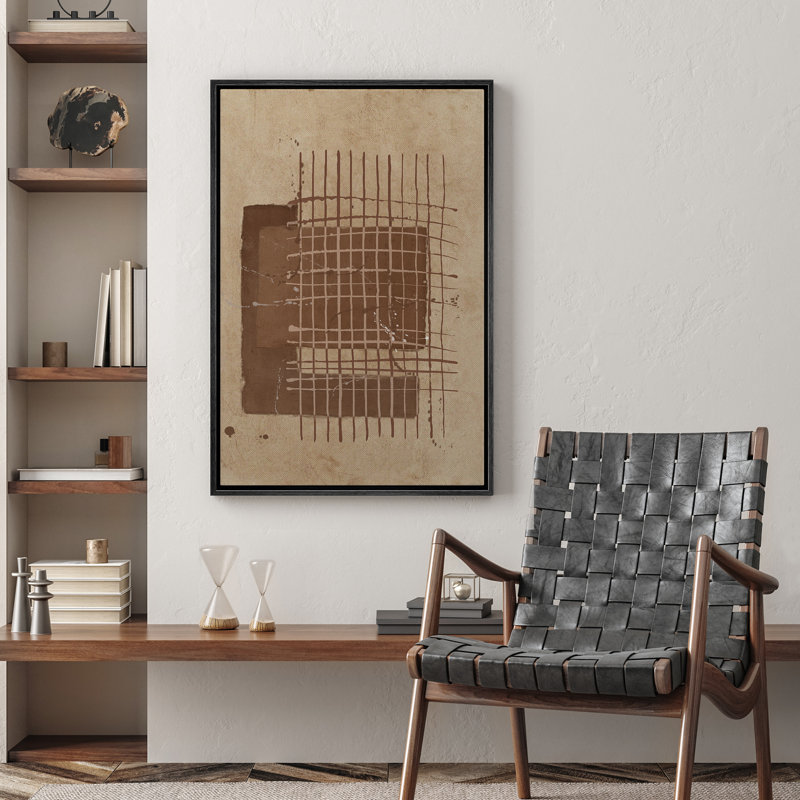 Brown Geometric Line Illustrations Rustic Abstract Shapes, Black, 24" H x 16" W