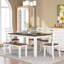 Ensemble de table de salle à manger de style rustique 6 pièces avec 4 chaises ergonomiques et un banc (noyer + blanc chalet)-814124980