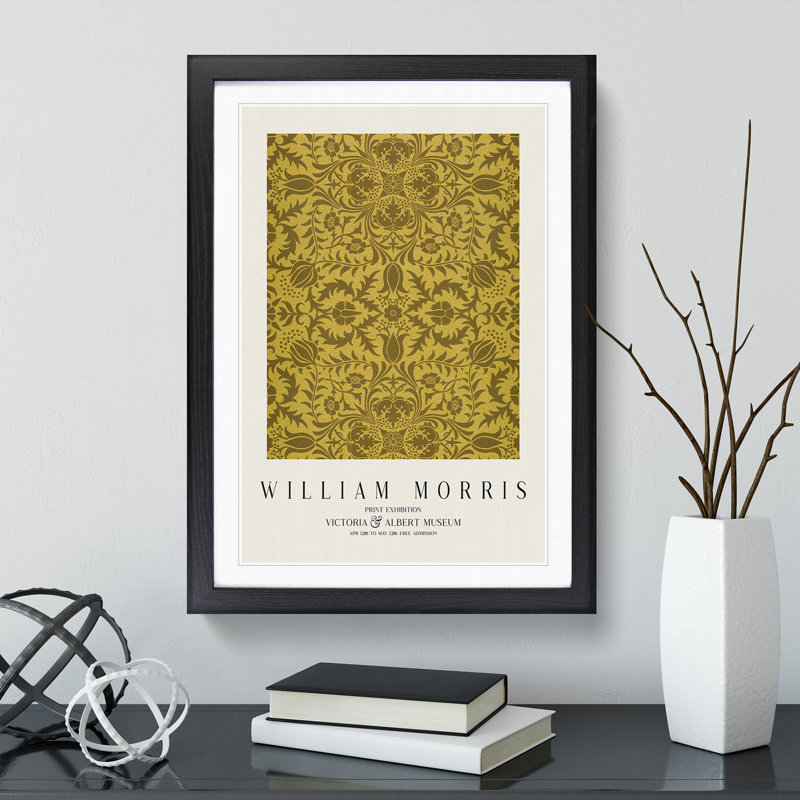 Vine Pattern Vol.1 by William Morris - Picture Frame Art Prints, 48cm H x 36cm W x 2cm D, Black