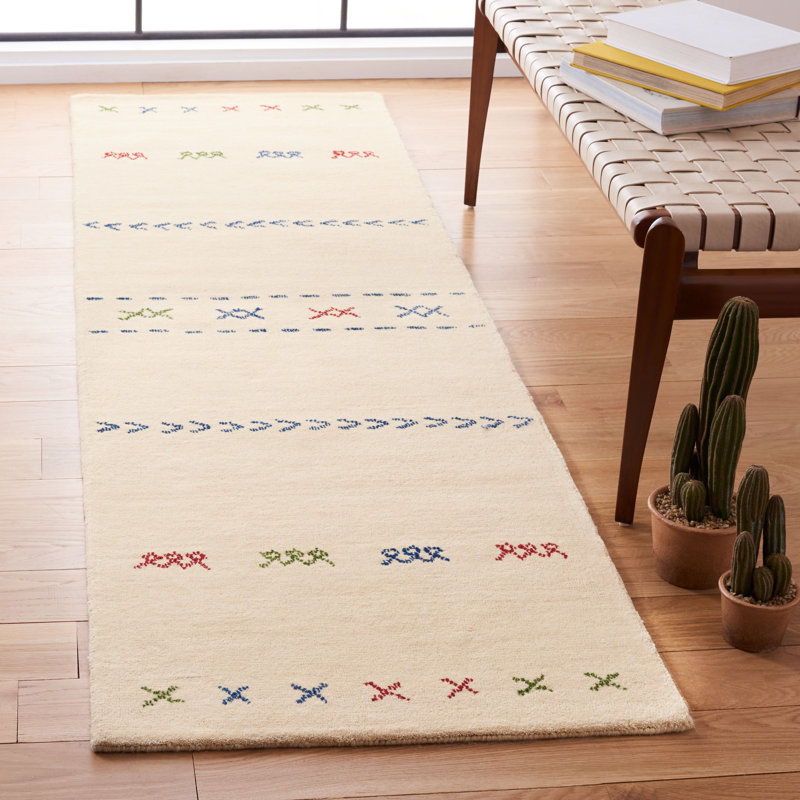 Santiago Southwestern Wool Cream Area Rug, Runner 2'3" x 8'