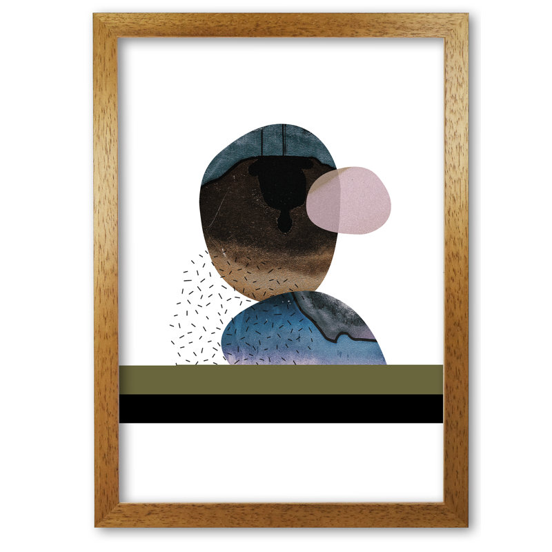 Abstract Shapes - Single Picture Frame Print, Honey Oak Frame, 60 cm H x 42 cm W x 5 cm D