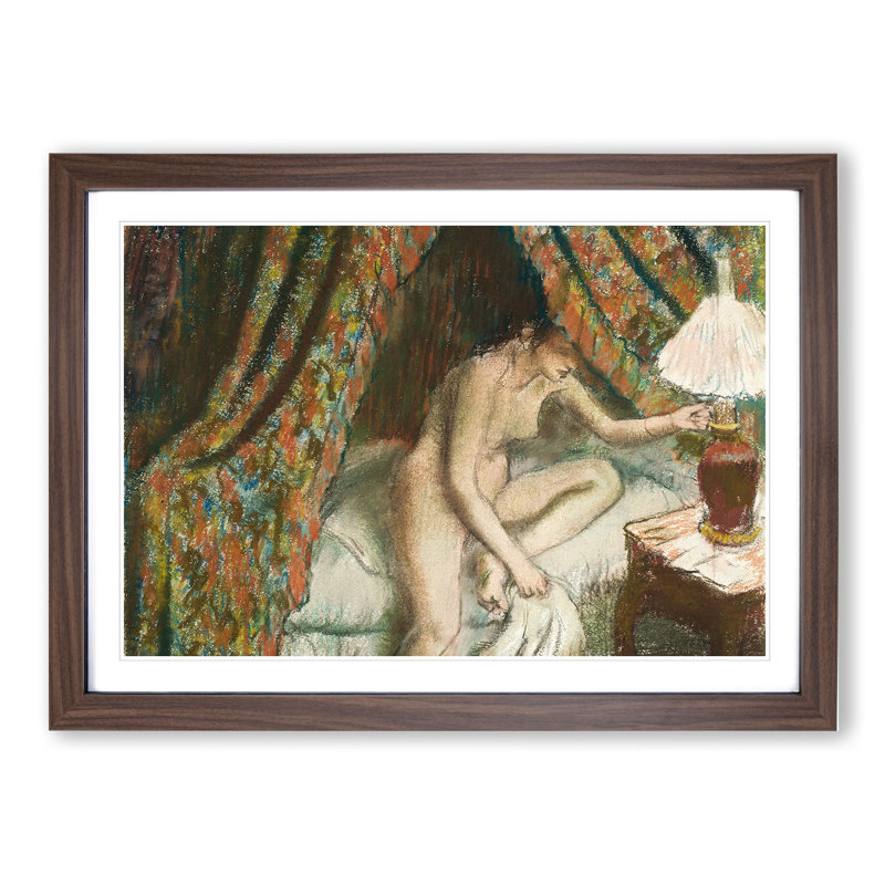 XX-A-1280X Naked Woman in Bed by Edgar Degas - Picture Frame Painting, Walnut Framed, 36cm H x 48cm W x 2cm D