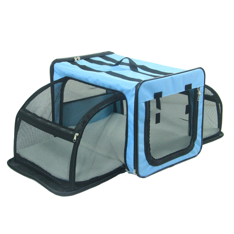 X-Small Blue Expandable Mesh Travel Pet Crate