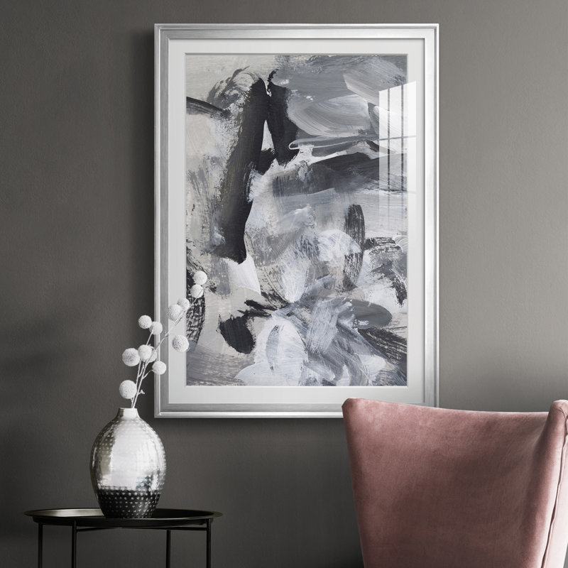 «Black & White Mix III» - reproduction de cadre photo, H 42,5 po x l 30,5 po x P 1 po, Cadre argenté