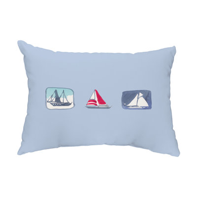 Boat Trio Outdoor Reversible Throw Pillow