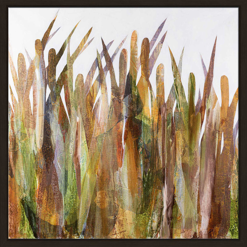 Quenouilles II - Peinture, Cadre flottant espresso, H 39,5 po x l 39,5 po x P 2 po
