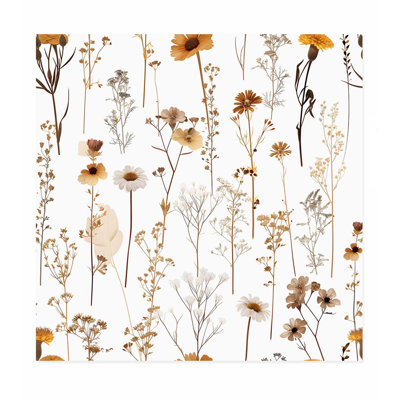 «Botanical Fall Wildflower Pattern IV Cottage», reproduction d'art non encadrée