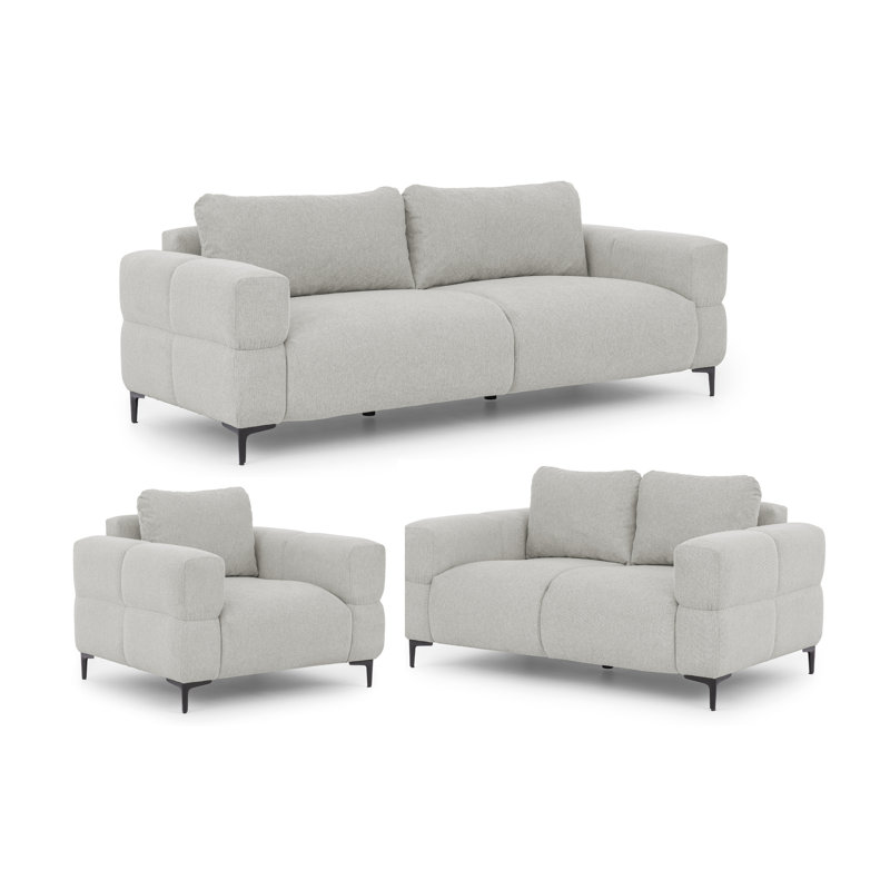 Cardea 3 - Piece Living Room Set, Light Grey