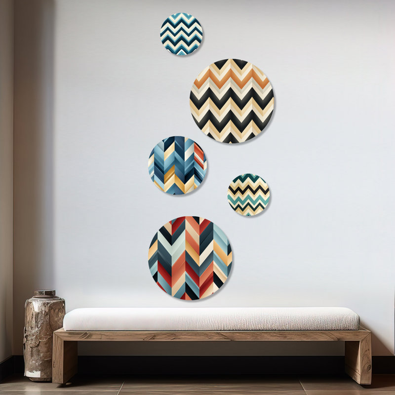 Corrissa - ensemble d'art mural moderne géométrique rond de 5
