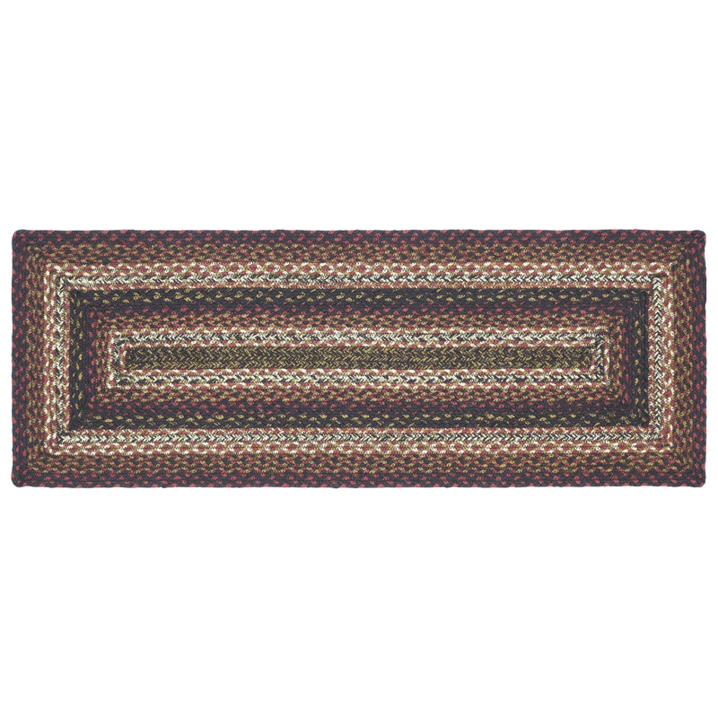 Birtwhistle Jute and Cotton Geometric Table Runner, Brick Red/Country Black/Dark Tan