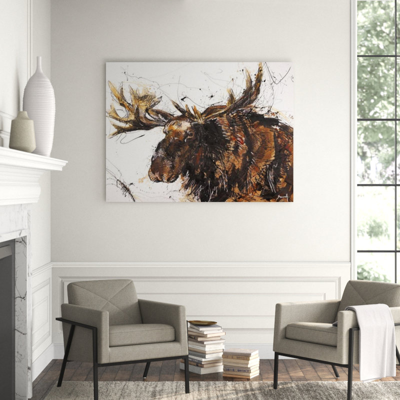 Chocolate Moose Painting by Altamura Stefano, Glass Coat, 47" H x 63" W