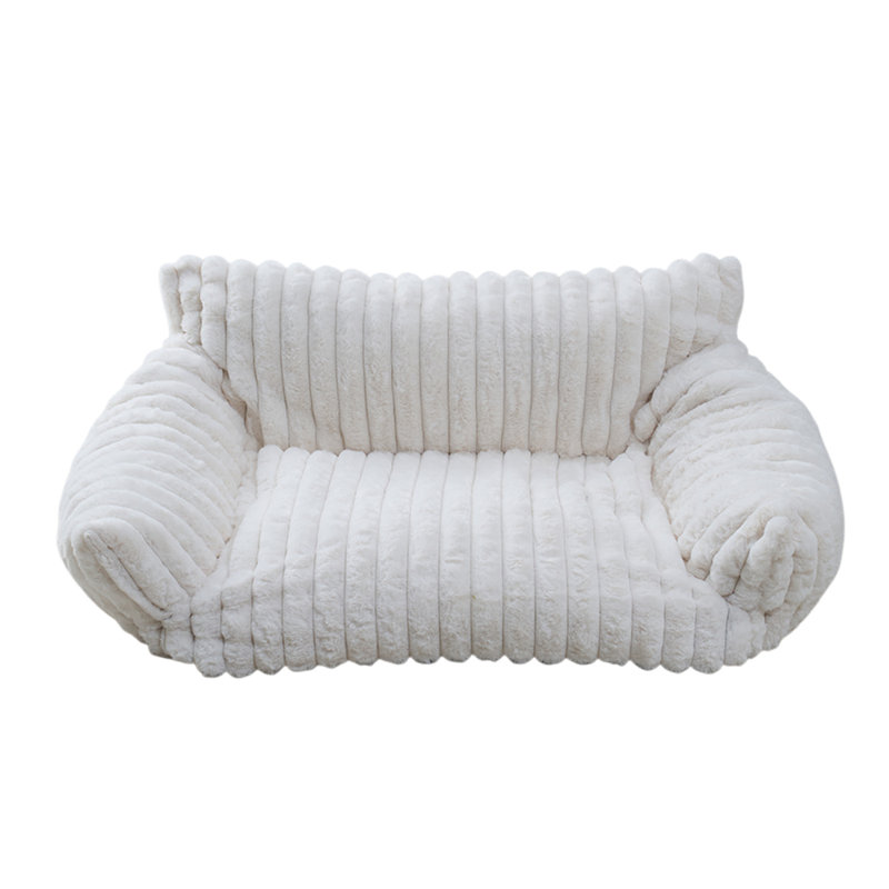 Faux Fur Pet Bed, 25" H x 76" W x 51" D, White