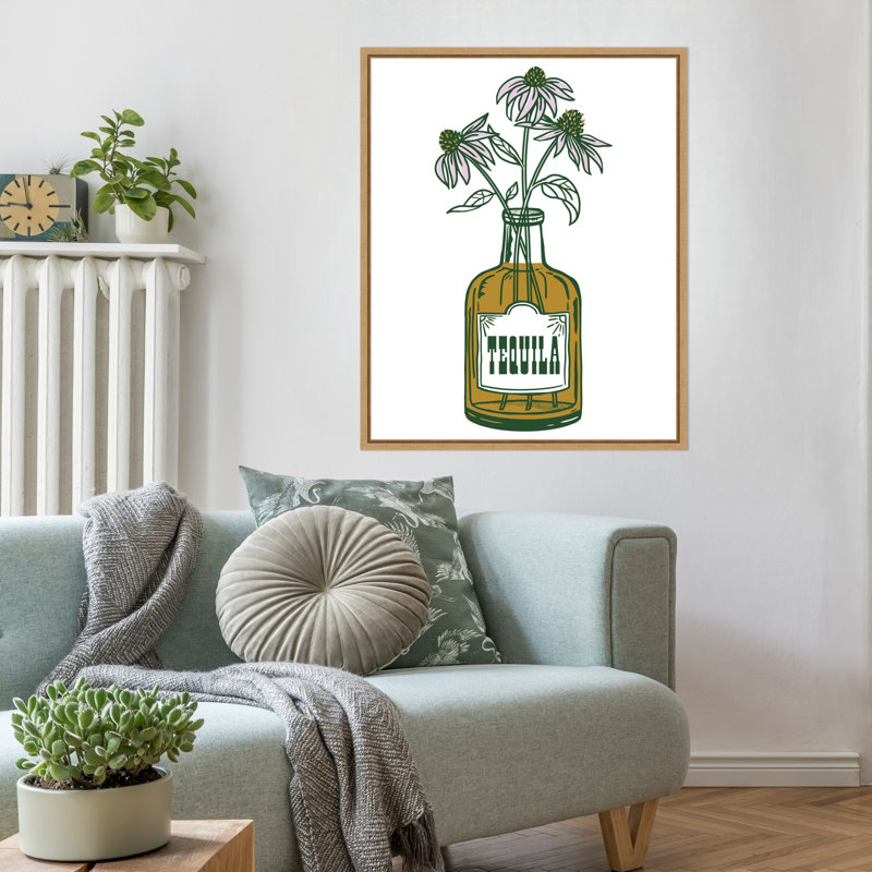 Tequila Potted Florals by Kimra Framed Canvas Wall Art Print, H 28 po x l 23 po