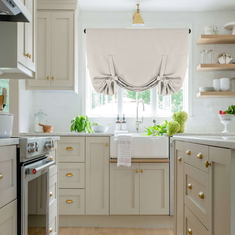 Rideau de cuisine pour rideau à nouer, Crème, crème