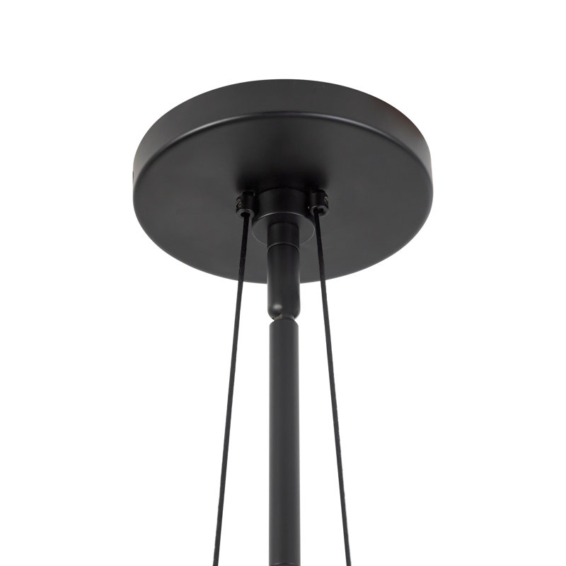 Suspension noir mat Reeve de 15 po avec verre opale, Noir mat / verre opale