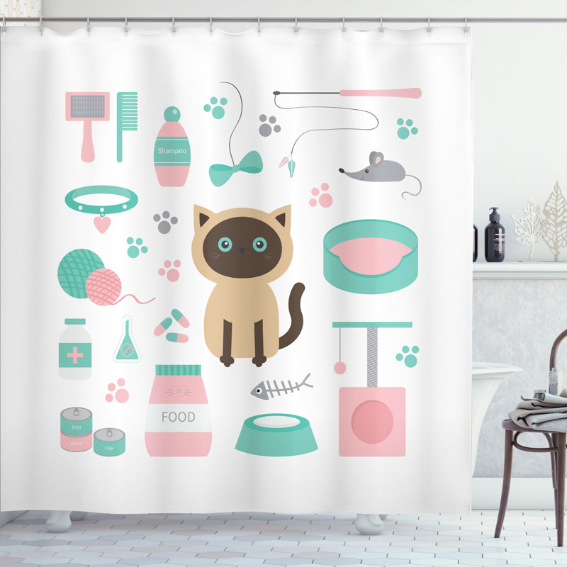 Shower Curtain with Hooks Included, 69" H x 105" W