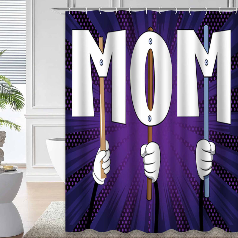 Rideau de douche avec 12 crochets Letters Word Mom Best, L 72 po x l 72 po