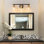 Luminaire de meuble-lavabo industriel noir et doré avec abat-jour en verre, applique murale 3 lumières pour un décor moderne et classique