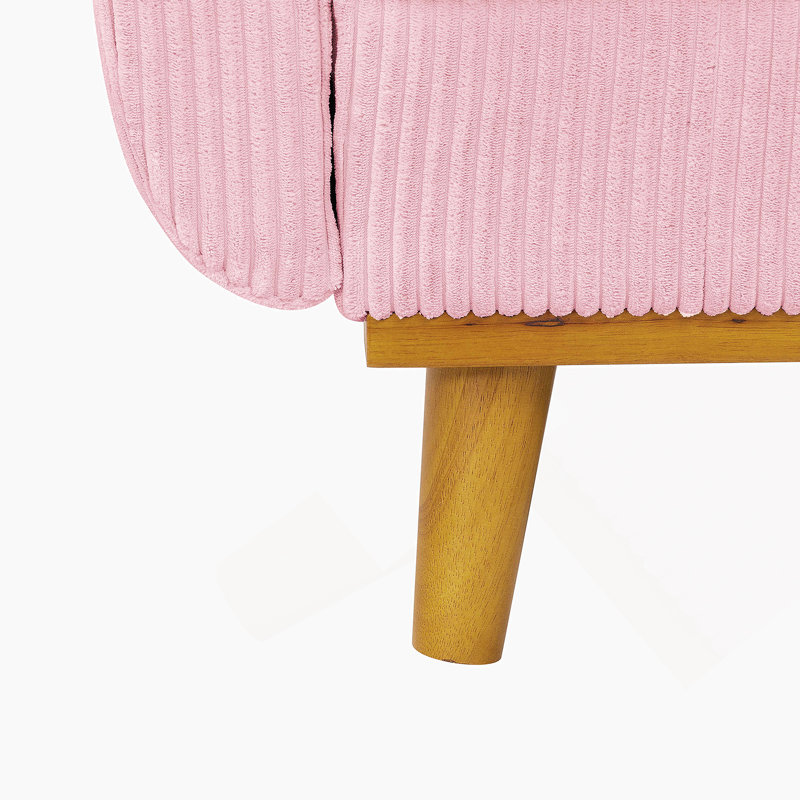 Artina 65'' Square Arm Loveseat, Pink Corduroy
