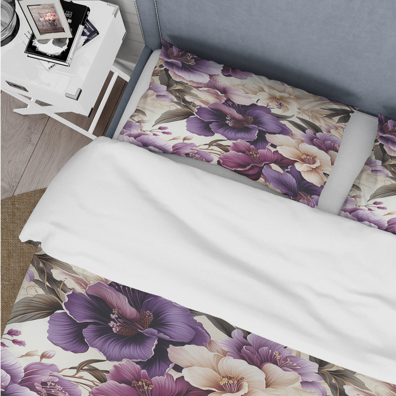 Ensemble de housse de couette floral - motif tropical oasis d'orchidées, Housse de couette pour très grand lit et 2 très