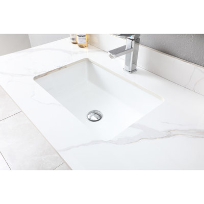 Stylish Sintered Stone Bathroom Vanity Top 43X22 With Ceramic Sink And Attractive Look Faucet Hole