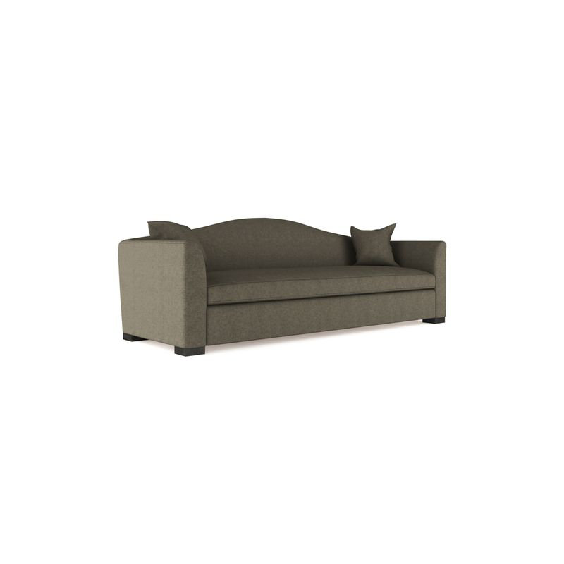 Horatio Camelback Taper Curved-Arm Sofa, Box Weave Linen Blue Print, 33" H x 96" W x 36" D, Weathered