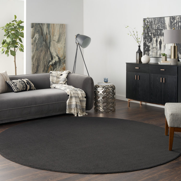 Mullican Sandy Solid Black Easy Care Indoor/Outdoor Area Rug