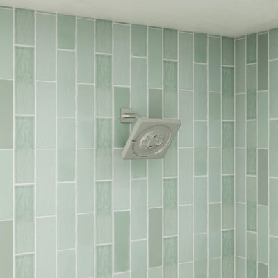 Pomme de douche carrée de remplacement 6 fonctions 6,5 pouces avec bras de douche et bride
