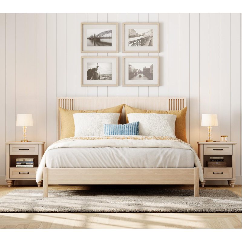 Endymion - Drawer End Table Set and Built-In Outlets, Beige Top/Beige Base