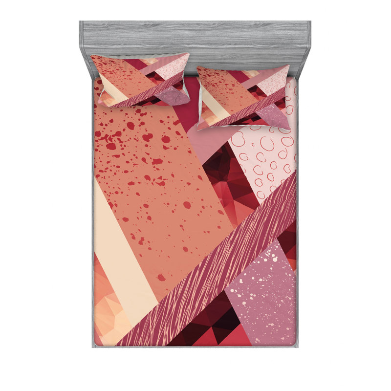 Microfiber Abstract Sheet Set, Twin XL Sheet Set with Fitted Sheet