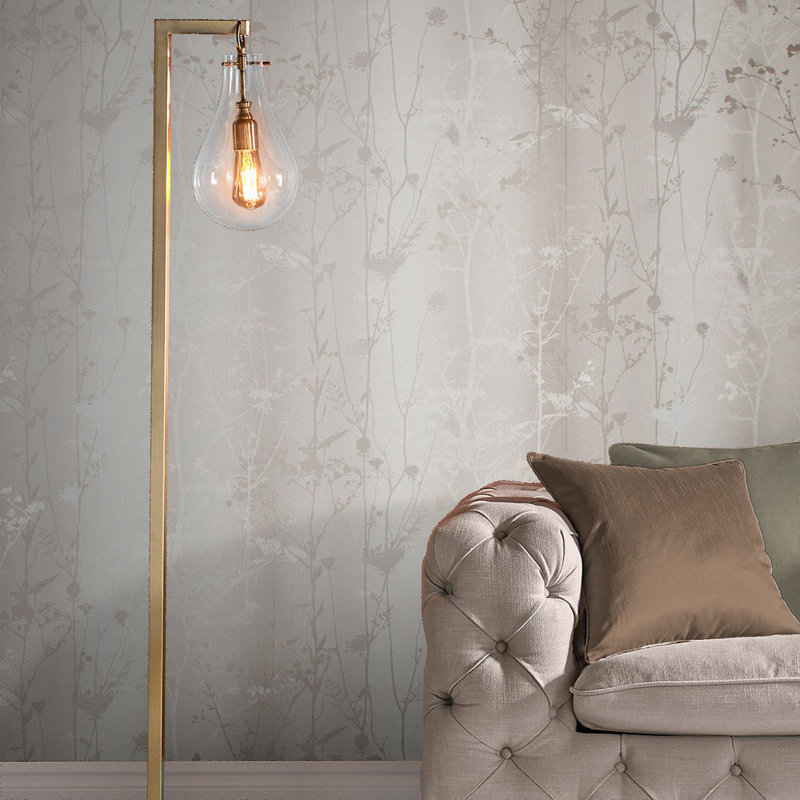 Floral Metallic Wallpaper Roll, Beige