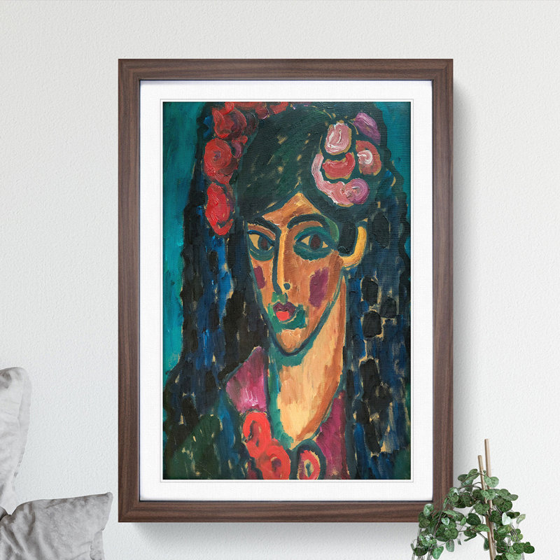 Portrait of a Woman Vol.1 by Alexej Von Jawlensky - Picture Frame Painting, 36cm H x 27cm W x 2cm D, Walnut Framed