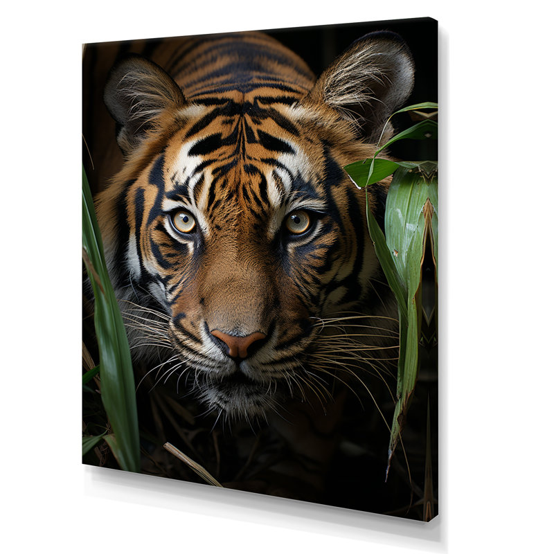 Tigre sur toile, impression de portrait animalier vibrant - Portrait de tigre vibrant, H 32 po x l 16 po x P 1 po