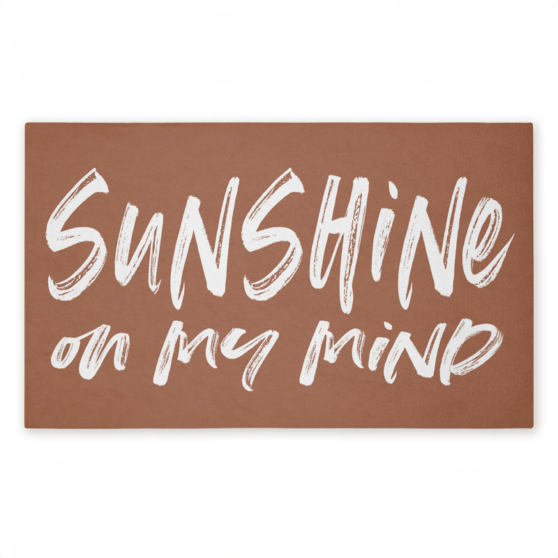 Tapis de porte pour l'extérieur imprimé Tan Sunshine On My Mind, 18 po x 30 po, Brun clair sur mon esprit
