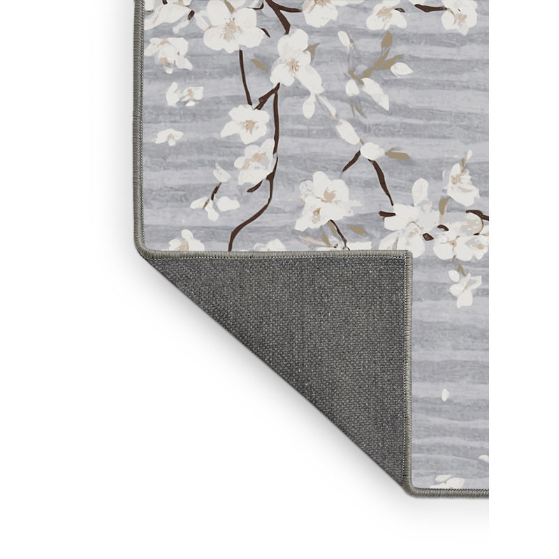 Tapis gris soyeux et moelleux, Rectangulaire 3 pi x 5 pi