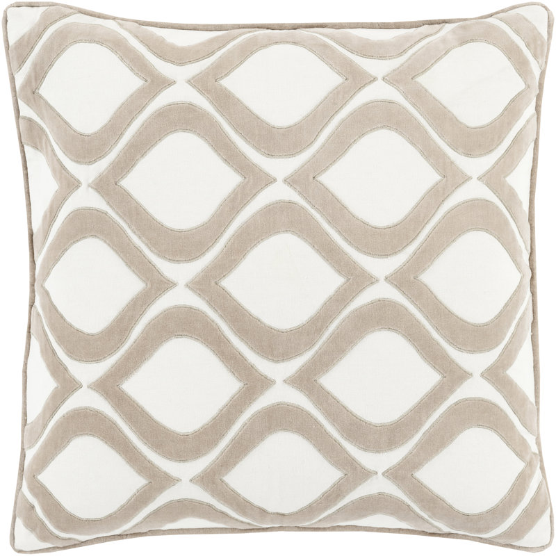 Coussin décoratif , H 18 po x l 18" x P 4 po, Gris clair / ivoire, Polyester