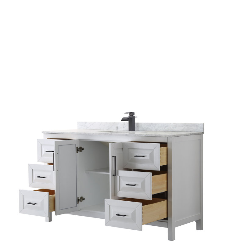 Daria 60'' White Single Bathroom Vanity with Carrara Marble Top